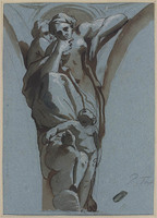 B 089
<br/>
Twee vrouwen en een putto (studie voor een pendentief)
<br/>
<em>Testa, Pietro (1611-1650)</em>